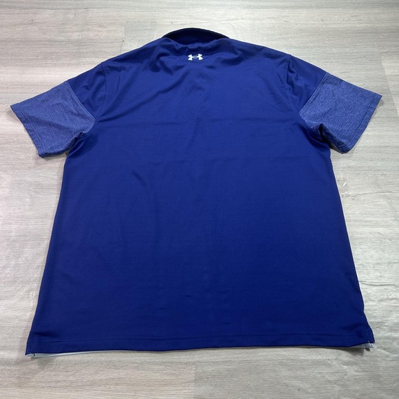 Under Armour Playoff Polo Shirt Mens XL Blue Colorblock Golf Performance Stretch - Picture 2 of 9